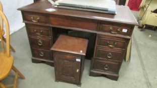 An oak double pedestal desk, COLLECT ONLY,