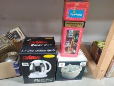 A vintage boxed sparklets executive syphon and ice bowl etc