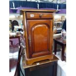A mahogany effect cupboard with drawer. 47cm x 37cm x Height 73cm. COLLECT ONLY.