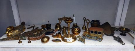 A quantity of brassware including bellows & candlesticks etc. COLLECT ONLY