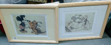 2 Disney framed & glazed prints 'Pluto's purchase & The Pointer