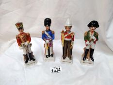 4 French Cavalry officer standing porcelain figures