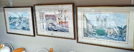 2 limited edition framed and glazed prints of Lincoln by Michael John Ewins including Castle