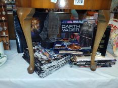 A selection of Star Wars related items including Tazos, R2D2 lamp, issue 1-68 magazine etc