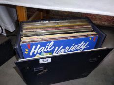 A box full of progressive rock LP's including Vangelis.