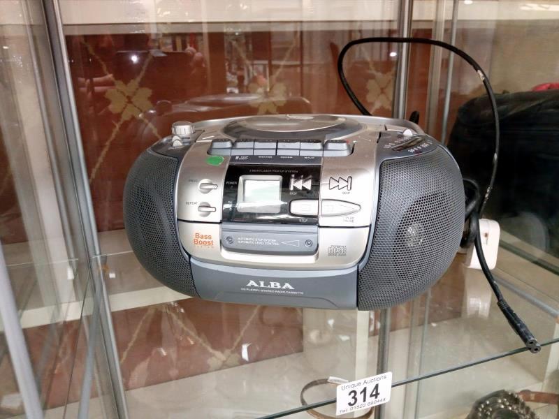 An Alba cd/cassette with mains radio lead