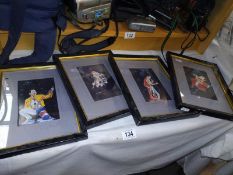 4 framed and signed pictures of Freddie Mercury.