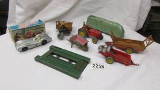 A quantity of Dinky agricultural die cast models etc., including boxed Crescent Mercedes.