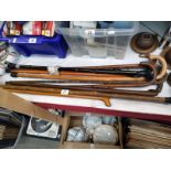 A quantity of vintage walking sticks