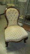 A Victorian mahogany framed ladies chair. COLLECT ONLY.