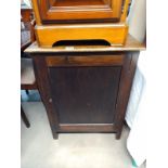 A dark wood stained cupboard. 58cm x 39cm x Height 76cm. COLLECT ONLY.