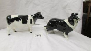 A Beswick cow and a Beswick Border Collie.