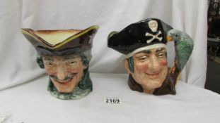 Two Royal Doulton character jugs - Dick Turpin and Long John Silver.