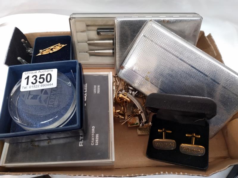 A quantity of cufflinks and tiepins, Parker pen set etc - Image 2 of 3