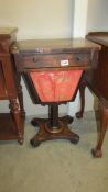 A Victorian sewing table in need of restoration, COLLECT ONLY.