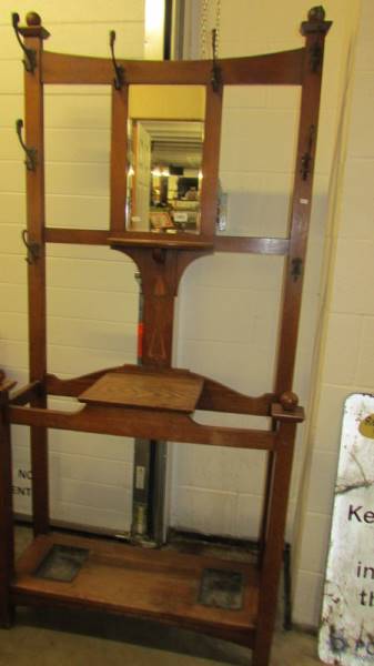 An early 20th-century oak hall stand, COLLECT ONLY.