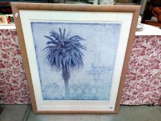 A large wood framed print Royal Palm III by David Smith Harrison 79cm x 94cm COLLECT ONLY
