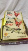 Two boxed Dinky Battle of Britain military planes, 721 Junkers and 719 Spitfire, boxes distressed.
