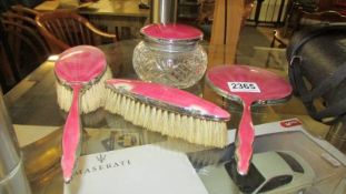 A vintage machine turned dressing table set (one brush a/f)