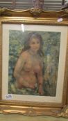 A framed and glazed study of a naked lady. COLLECT ONLY.