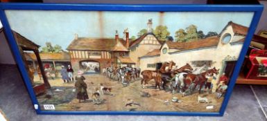 An old coaching print titled 'Inn Yard 100 years ago' COLLECT ONLY