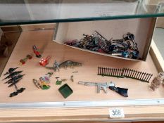 A box of lead soldiers and other toys etc