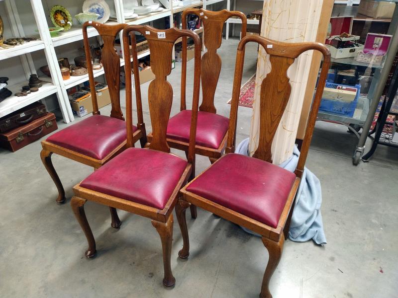 A set of Edwardian oak high back dining chairs. COLLECT ONLY.