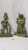 A pair of Victorian brass figures - Ally Sloper and Mrs Sloper.
