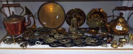 A good selection of brassware including horse brasses & copper kettle etc. COLLECT ONLY