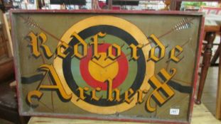 A wooden sign for Redforde Archery, COLLECT ONLY.