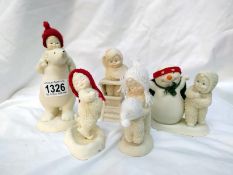 5 Department 56 Snow babies figures including Bear Back Ride