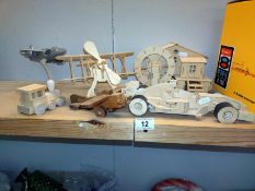 A quantity of wooden toys including planes, train & car etc. COLLECT ONLY