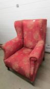 An Edwardian wing armchair, COLLECT ONLY.
