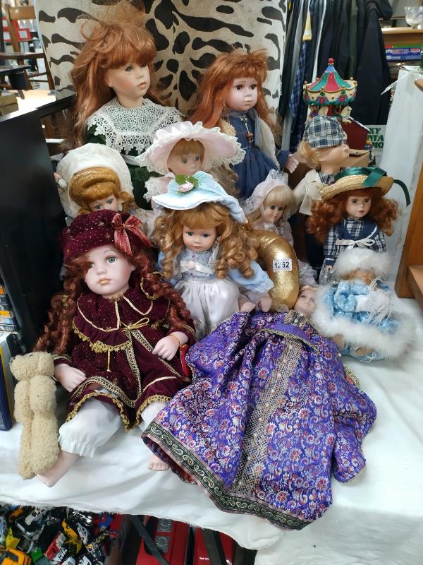 A good selection of collectors porcelain headed dolls etc COLLECT ONLY