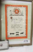 A framed Dinky Toys Club Member Certificate 1957 and a pin badge.