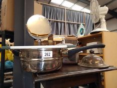 A mix of stainless bathroom items