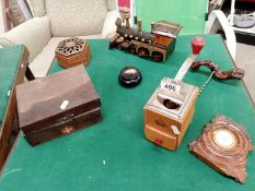 A Dienes Mokka coffee grinder, a first aid case, potpourri holder etc