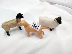 3 Beswick figures, Labrador, Ram and sheep