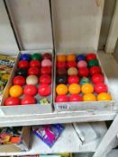 2 boxes of snooker balls & chalk
