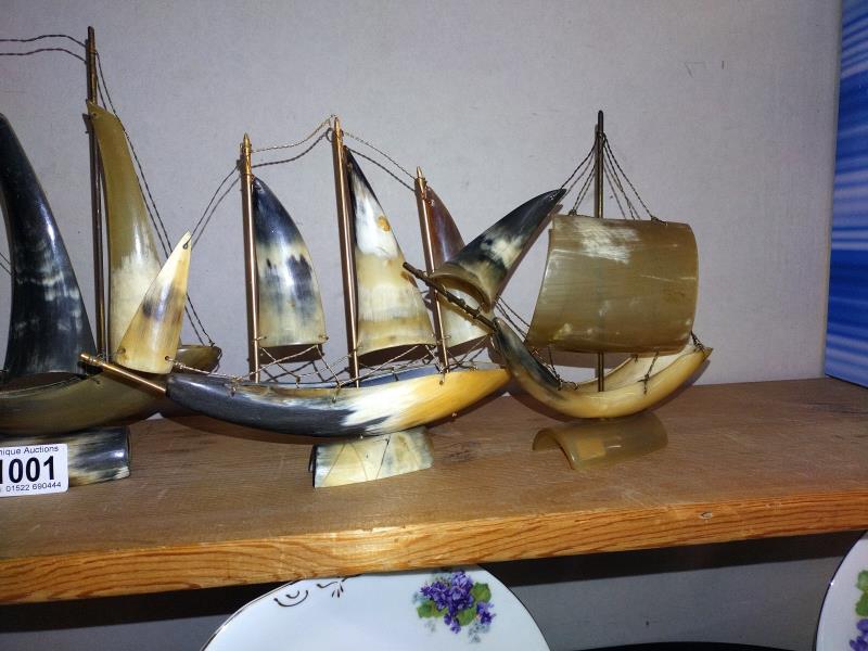4 horn built ships made in Scotland. 1 large example and 3 smaller examples. COLLECT ONLY - Image 3 of 3