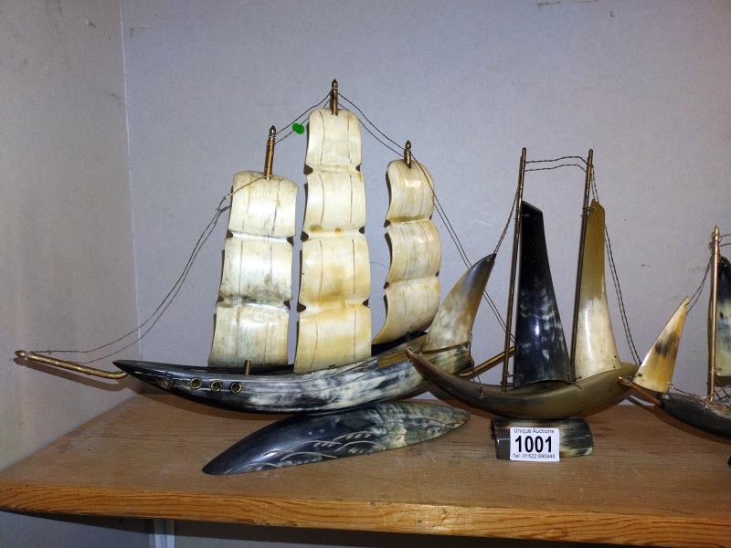 4 horn built ships made in Scotland. 1 large example and 3 smaller examples. COLLECT ONLY - Image 2 of 3