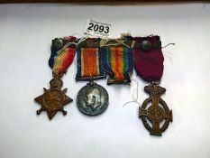 Three WW1 medals, M2-033613 Pte J W Smith A.S.C.