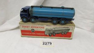 A Dinky boxed Foden tanker in two tone blue.