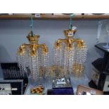 A pair of decorative chandeliers & 4 matching wall lights COLLECT ONLY