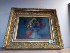 A French gilt framed still life painting on board of fruit bowl by Victor Dupont c1875 55cm x 45cm