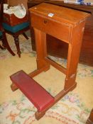 A church prayer stool with shelf, COLLECT ONLY.