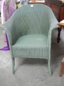 A green Lloyd Loom bedroom chair, COLLECT ONLY.