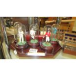 Six 'Our Glorious Sporting Heritage' figures under glass domes and on stand, COLLECT ONLY.