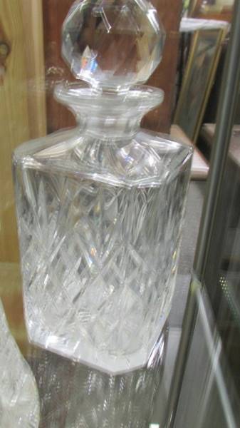 Two cut glass decanter and a cut glass biscuit/cookie jar. - Image 3 of 4