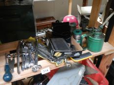 3 shelves of tools - AEG drill, 2 sanders, small tools, tool box etc., COLLECT ONLY.